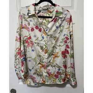 Maison d'Amélie Paris Floral Button Blouse XL Cream Long Sleeve
